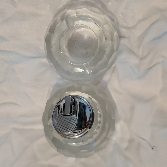 Faceted Cut Glass Lighter & Ashtray - Picture 2 of 2